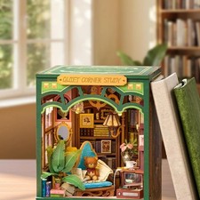 Rolife DIY Book Nook Dollhouse Kit Quiet Corner Study 3D puzzle with LED Light