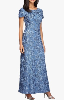 Alex Evenings Women's Long Rosette Mother of The Bride Dress. Size 12. NWT. 17