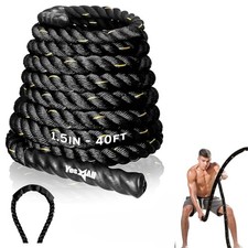 Yes4All 1.5" x 40ft Poly Dacron Battle Rope for Fitness  Strength Training