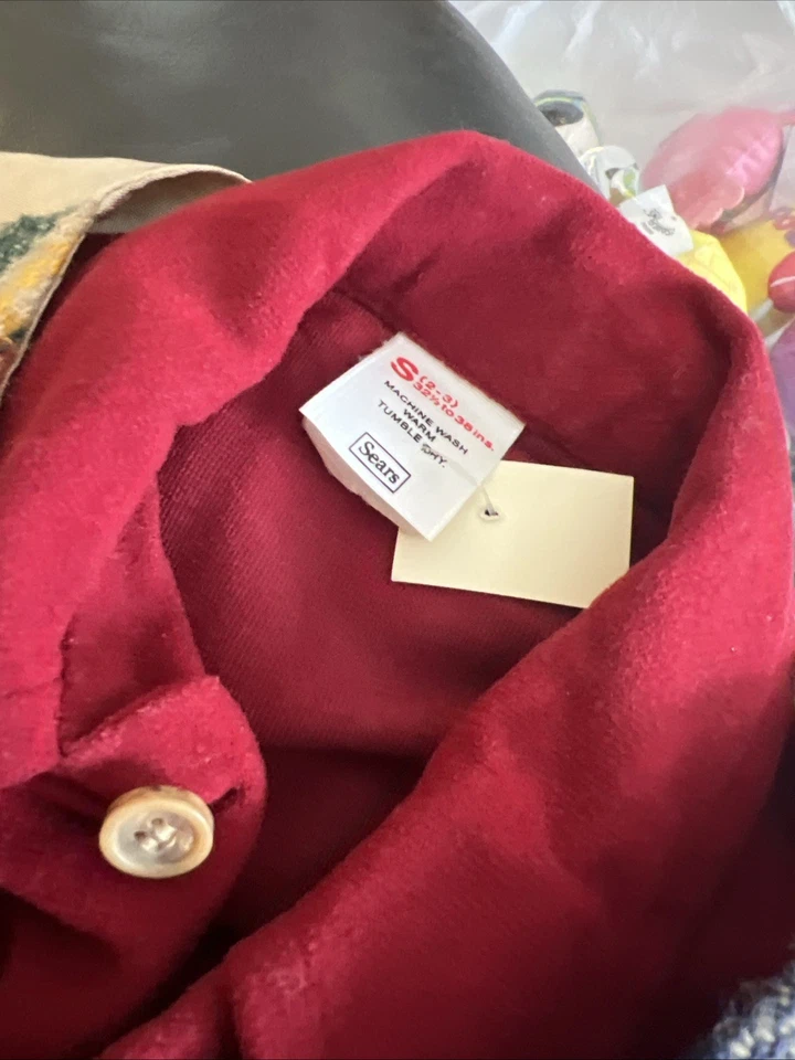 Conjunto de traje de 3 piezas vintage para niño pequeño Sears Robuck rojo vacaciones Navidad 2T 3T Foto 2 de 3