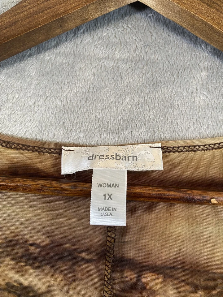 Dressbarn 衬衫女式 1X 花卉动物印花手帕下摆美国波西米亚仙女 — 第 2/4 张图片