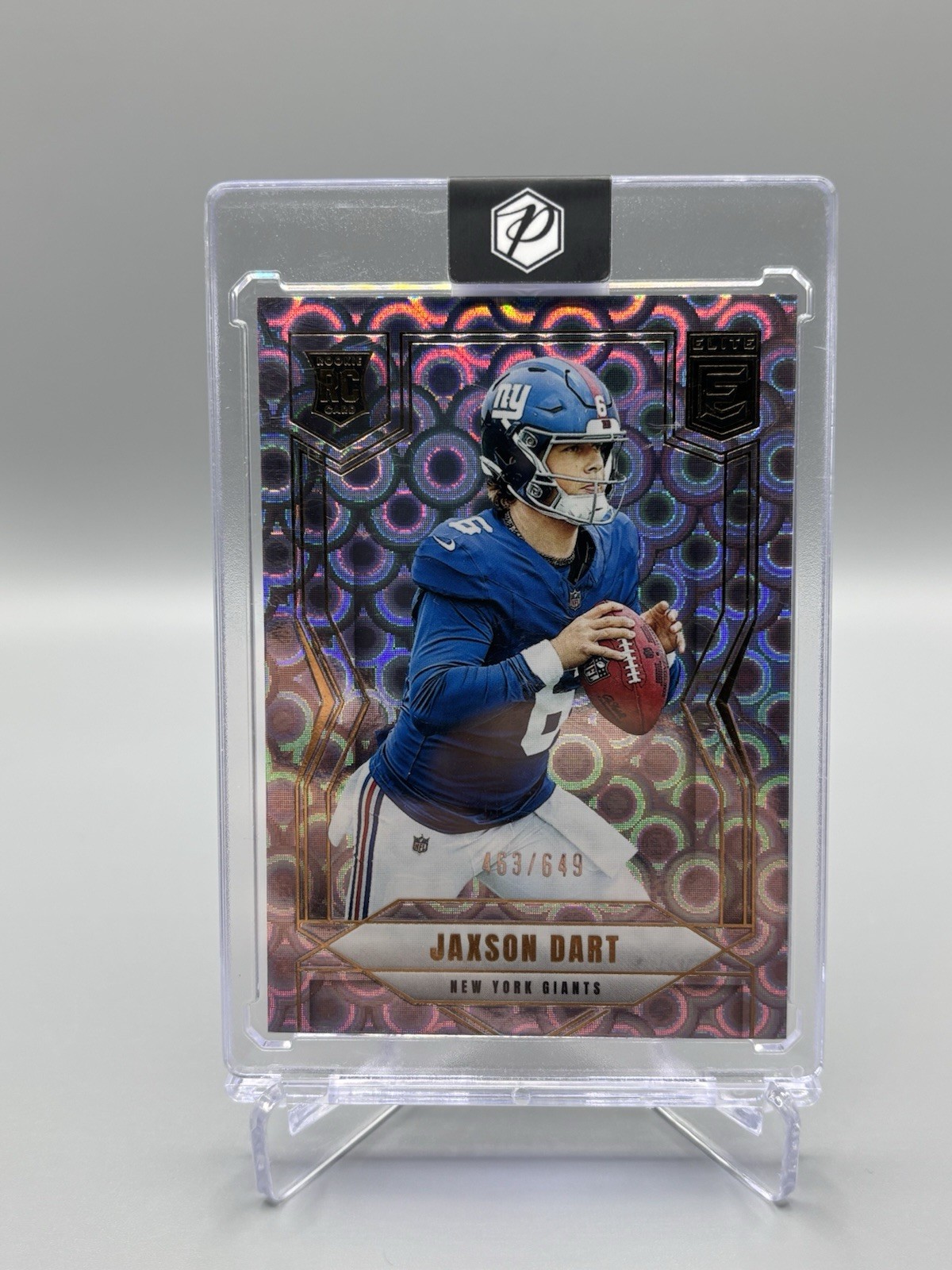 2025 Panini Donruss Elite - Rookies Jaxson Dart #103 Lavender Pyramids /649 (RC)