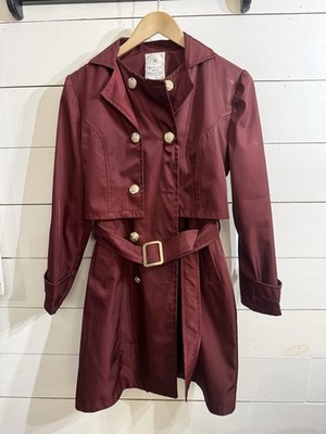 Massimo Dutti Maroon Burgundy Trench Coat Women s X-Large Designer