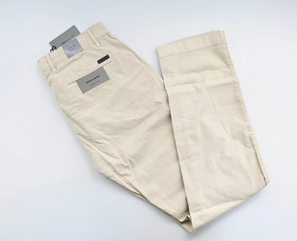 Pierre Cardin Men's Beige Chino Pants - Regular Fit | Vintage Cotton