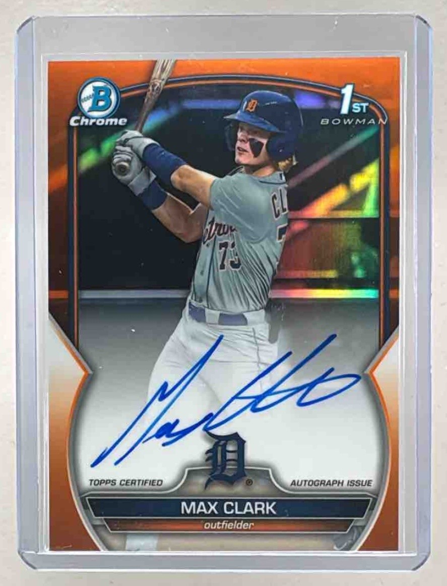Max Clark 2023 Bowman Chrome Draft #CDA-MC Orange Refractor Auto 1st RC 24/25
