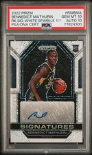 2022 Panini Prizm Bennedict Mathurin Rookie White Sparkle Auto 1/1 Psa 10 10 Gem