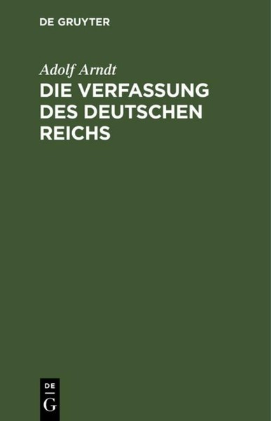 Die Verfassung Des Deutschen Reichs Adolf Arndt-image