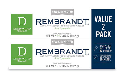 Rembrandt Deeply White + Peroxide Whitening Toothpaste, Peppermint Flavor, 3.5-O