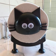Cat Toilet Paper Holder - Free Standing Bathroom Decor - Set of 1, Black