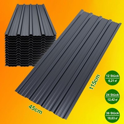 115x45cm Dachblech Stahlblech Profilblech Dachplatten Wellblech Trapezblech Set
