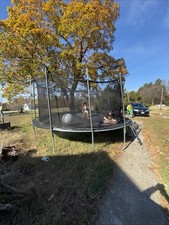 16FT Backyard Trampoline for Kids with Safety Enclosure Net, Basketball Hoop