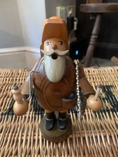 Erzgebirge Woodsman/ wood cutter German wooden Christmas Incense Smoker- RARE 