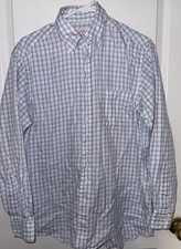 Brooks Brothers Non-Iron The Original Polo Shirt Button Blue Plaid Check Med