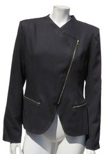 No Brand US Women  s L Black Zip Pockets Lightweight Jacket Blazer Work Career
