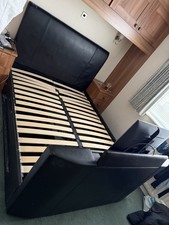 Black Faux Leather King Size TV Bed Frame