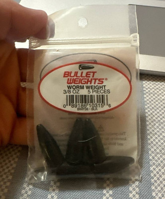 Bullet Weights Worm Sinkers 3/8 oz, 5 Pack