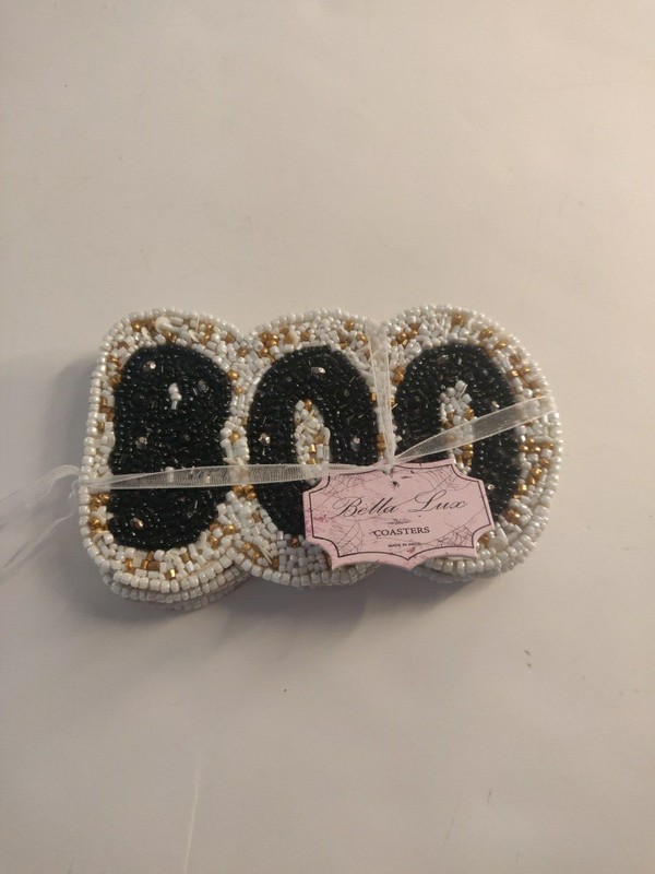 Bella Lux Beaded BOO Coaster Set