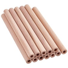 OLYCRAFT 12Pcs 7.9x0.6 Inch Hollow Wood Sticks Round Wooden Dowel Rod 20cm