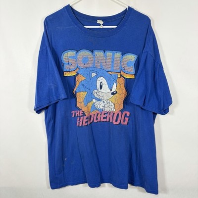 Sonic The Hedgehog Graphic T Shirt Mens 2XL XXL Blue Vintage Y2K Anvil Tag