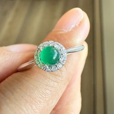 925 Sterling Silver Ring 4mm Natural Emerald Gemstone Zircon Dainty Jewelry NEW