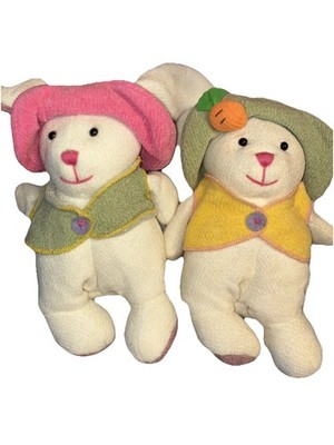 Set Of 2 Easter Bunny 10'' By Flowers Inc. Removable Knit Sweater Bean Plush