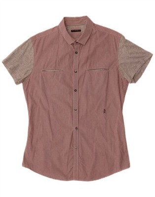 Sisley Herren Kurzarm Hemd Large rot kariert Baumwolle CA09