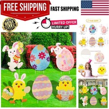 6 Pcs Easter Yard Signs Outdoor Easter Eggs Yard Signs Easter Yard Decoration...