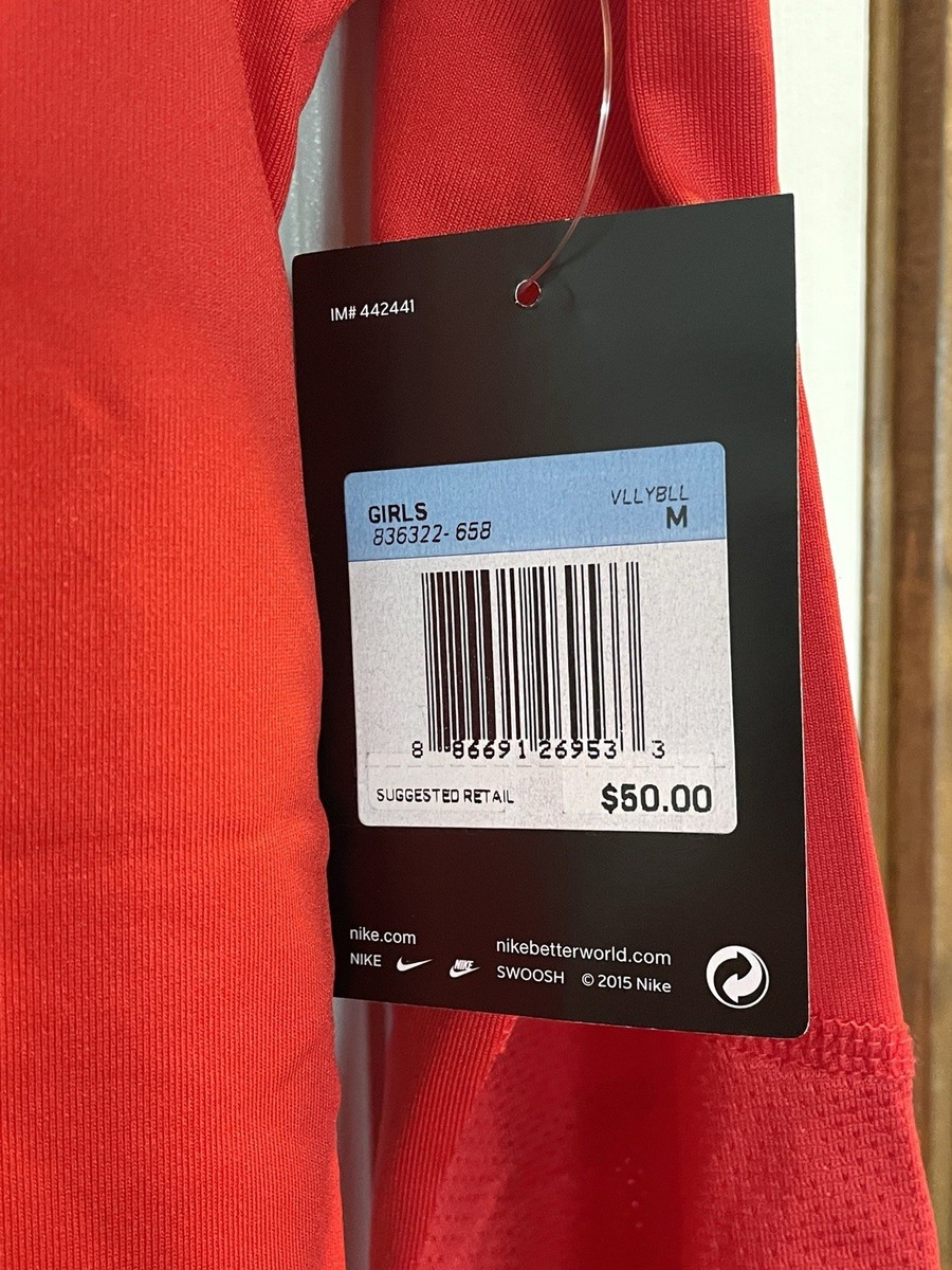 オーダー用 NWT Nike Dri-Fit Red/White Girl's L/S Volleyball Shirt/Jersey