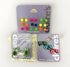 Lot Of 3 Packs NEW Claire's Earrings Jewelry Turtles And Small Neon Variety Pack