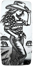 10 ozt 999 Fine Silver Art Bar- AMERICAN COWGIRL - ADAMO TECHNE -Limited Edition 73.74 per troy oz