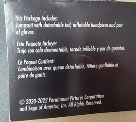 Sonic 2 The Hedgehog Deluxe Childs Costume Medium 7-8 Kids Inflatable Headpiece