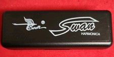 Swan Diatonic Harmonica Chrome Silver Black with Case .open Box