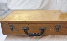 Vintage Mid-Century Wooden Artist Art Supply Case Storage Box with Handle MCM