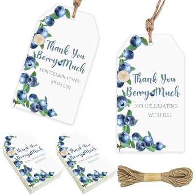 50 PCS Blueberry Thank You Tags Thank You Berry Much Fruit Themed Gift