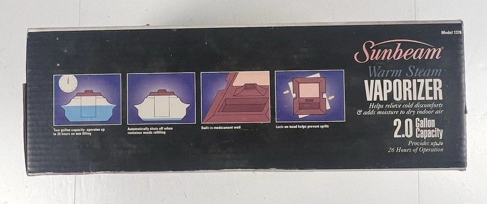 Vaporizador de vapor cálido Sunbeam vintage modelo # 1378 2 galones con caja salud bebé Foto 3 de 4