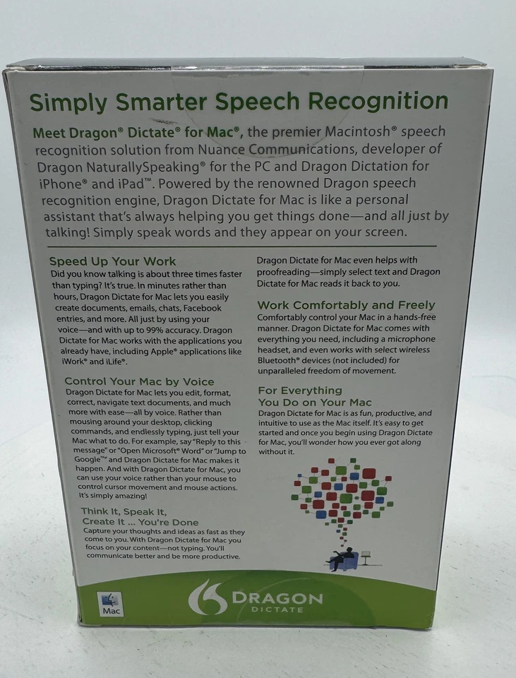 Dragon Dictate 2.0 Speech Recognition Software Mac OS X Nuance w/ Microphone - Image 3 of 4