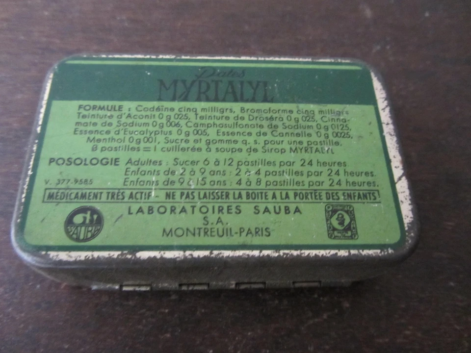 Boite en tôle pates Myrtalyl - Sauba 1940-1950 - Photo 2/3