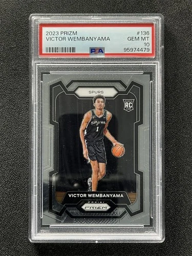 2023-24 Panini Prizm Victor Wembanyama #136 Rookie RC Spurs PSA 10 GEM MT &05272