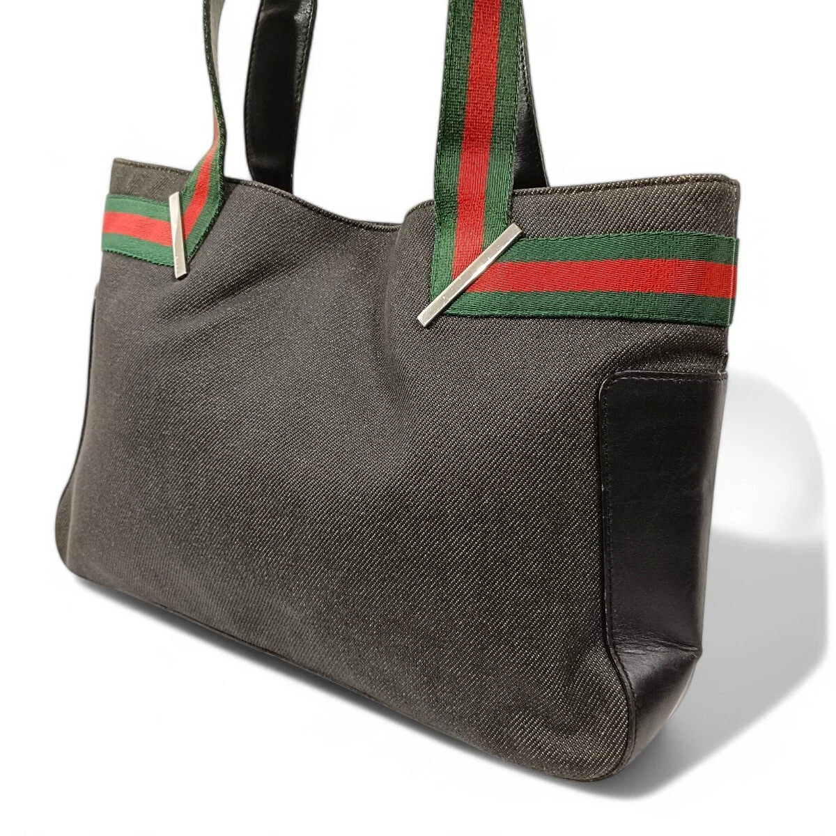 Sac fourre tout Gucci toile ligne sherry noir ferrures argentées unisexe