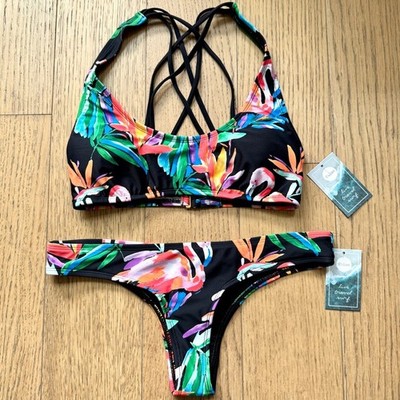 Eidon Tropical Print Bikini Top Size S  - Bottom Size XS - NWT