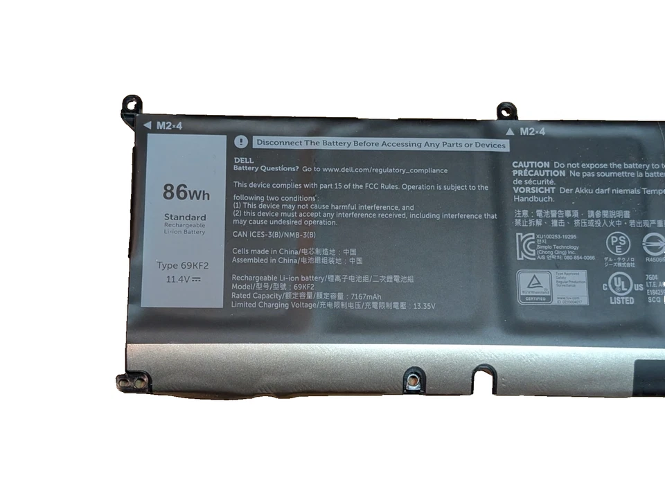 Batería Original 86Wh 69KF2 70N2F Para Dell XPS 15 9500,15 9510,15 9520 Series Foto 3 de 3