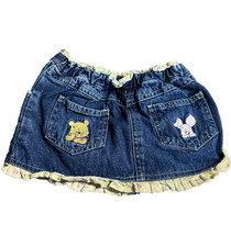 Vtg Winnie the Pooh Piglet Denim Skirt Embroidered Ruffle Hem Sz 18 M Spring
