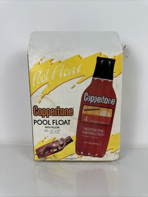 Vintage Coppertone Pool Float With Pillow 1989 Plough Inc 72  x 30  Deflated