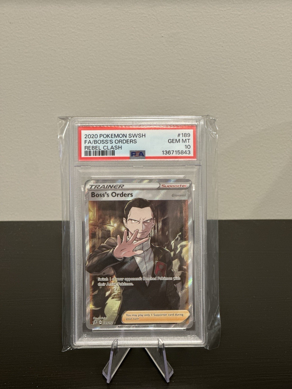Boss's Orders (Full Art) 189/192 Swsh02: Rebel Clash Holo PSA 10