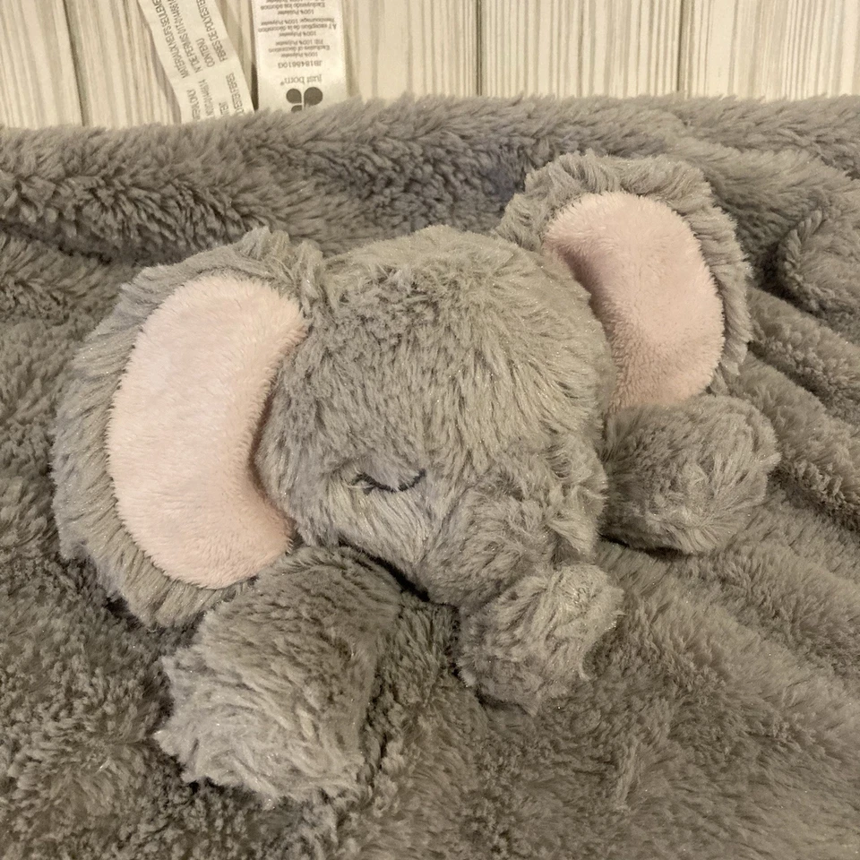 Manta de seguridad de felpa bebé elefante gris recién nacido Lovey Nunu orejas rosas LIMPIA Foto 2 de 4