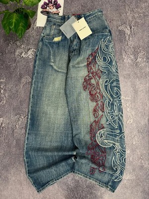 Y2K Embroidered Baggy Jeans Women Rock Hip Hop Retro Popular Casual High Waist W