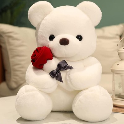 Teddy Bear Plush Stuffed AnimalCute Teddy Bear with RoseSweet Rose Bear Gift ...