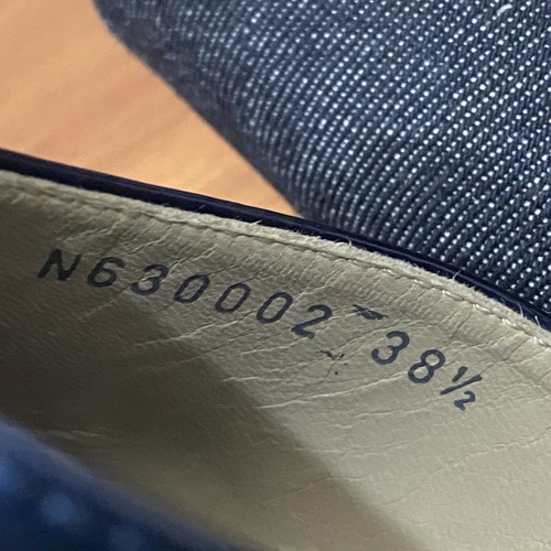 AGL Attilio Giusti Leombruni Italy Navy Patent Leather Wedge Denim Sandals 38.5 - Picture 16 of 17