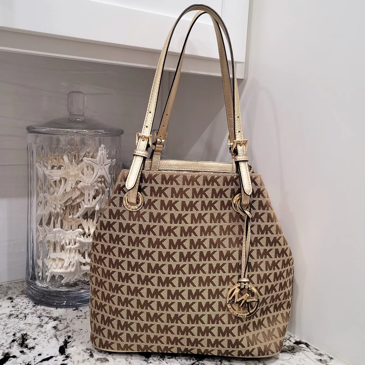 MICHAEL KORS Logo Canvas Tote Handbag