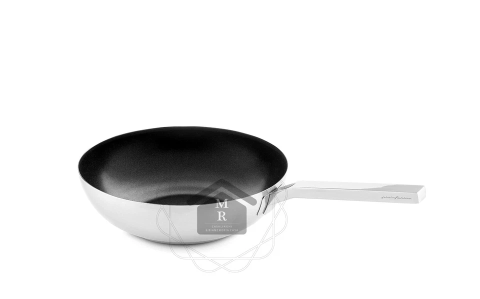 WOK SALTA PASTA ANTIADERENTE ACCIAIO INOX TRIPLO FONDO INDUZIONE STILE PININFARI - Immagine 2 di 4